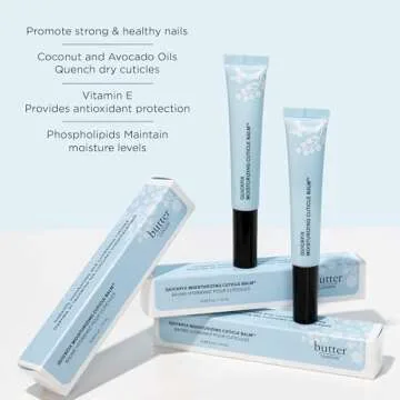 butter LONDON QuickFix Moisturizing Cuticle Balm - Cuticle Cream with Massage Tip Applicator Conditions & Hydrates Dry Cuticles & Skin - Gluten Free Cuticle Care Products Enriched with Vitamin E