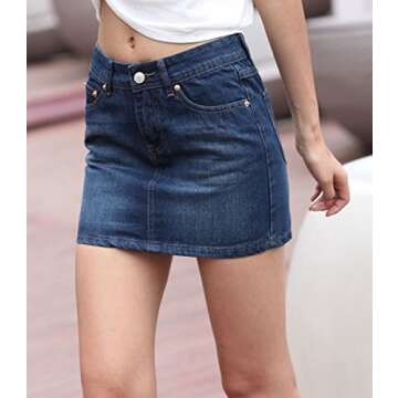 chouyatou Women's Casual Short Denim Skirt (X-Large, Lblue)