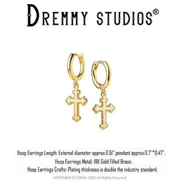 DREMMY STUDIOS Gold Cross Huggie Hoop Earrings