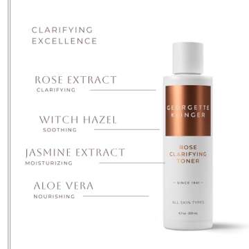 Rose Clarifying Toner - Deep Cleansing Facial Toner, pH Balancing, Moisturizing Formula with Witch Hazel and Aloe for Deep Pore Cleansing, Hydration, and Skin Repair - 6.7 oz by Georgette Klinger