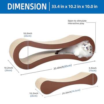 FluffyDream 2 in 1 Cat Scratcher Cardboard, Cat Scratching Board Furniture Protector, Cat Scratching Post, Cat Beds for Indoor Cats, Infinity Shape, X-Large