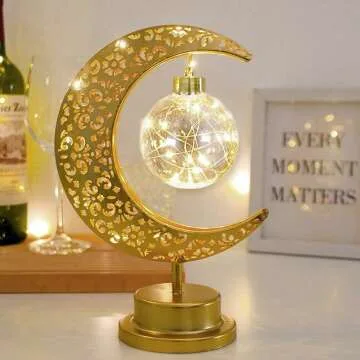 Crescent Moon LED Rattan Lamp for Cozy Décor