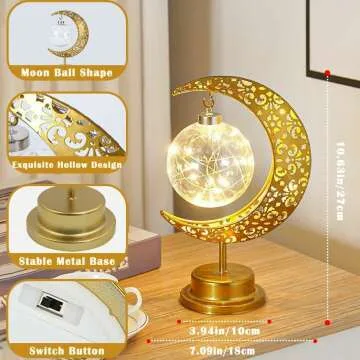 Crescent Moon LED Rattan Lamp for Cozy Décor
