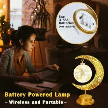 Crescent Moon LED Rattan Lamp for Cozy Décor