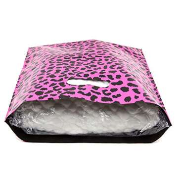 Merchandise Bags 12x15" - 100 Pack - Hot Pink Cheetah - Glossy Retail Bags - Shopping Bags for Bouti...