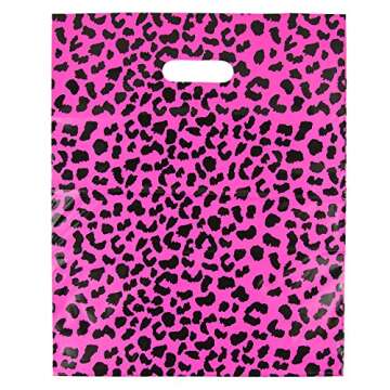 Merchandise Bags 12x15" - 100 Pack - Hot Pink Cheetah - Glossy Retail Bags - Shopping Bags for Boutique - Boutique Bags - Plastic Shopping Bags