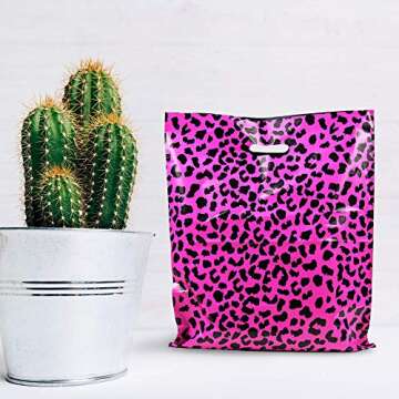 Merchandise Bags 12x15" - 100 Pack - Hot Pink Cheetah - Glossy Retail Bags - Shopping Bags for Boutique - Boutique Bags - Plastic Shopping Bags