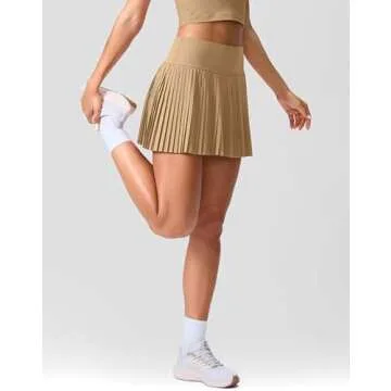 SANTINY Pleated Tennis Skirt for Women with Pockets Shorts Women's High Waisted Lightweight Athletic Golf Skorts Skirts for Casual(Dark Khaki_XL)