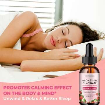 VEGETUSMAX Magnesium Glycinate L-Theanine Liquid Drops with Ashwagandha Chamomile, Natural Magnesium Supplement for Calm, Stress Relief, Sleep, Sugar Free Strawberry Flavor