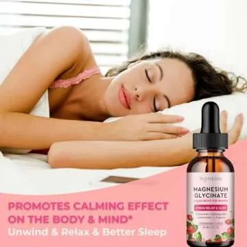 VEGETUSMAX Magnesium Glycinate L-Theanine Liquid Drops with Ashwagandha Chamomile, Natural Magnesium Supplement for Calm, Stress Relief, Sleep, Sugar Free Strawberry Flavor