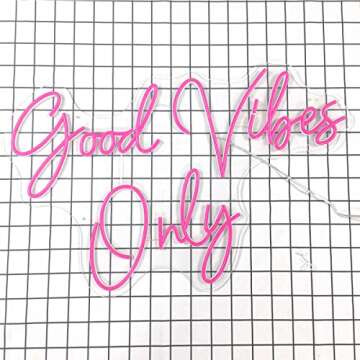 Large Good Vibes Only Neon Sign for Wall Décor with Remote Dimmer, Neon Lights Good Vibes Only for Bedroom Birthday Engagement Bachelorette Party Bar, LED Neon Signs Gifts for Girls Hot Pink 24X15 IN