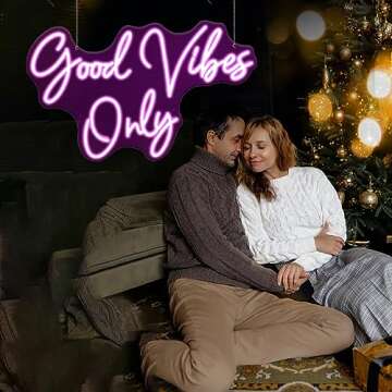 Large Good Vibes Only Neon Sign for Wall Décor with Remote Dimmer, Neon Lights Good Vibes Only for Bedroom Birthday Engagement Bachelorette Party Bar, LED Neon Signs Gifts for Girls Hot Pink 24X15 IN