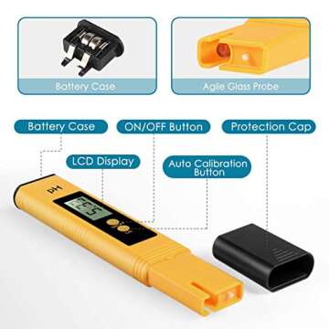 Digital PH Meter, PH Meter 0.01 PH High Accuracy Water Quality Tester with 0-14 PH Measurement Range for Household Drinking, Pool and Aquarium Water PH Tester Design with ATC
