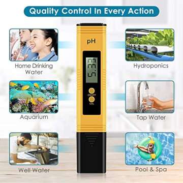 Digital PH Meter, PH Meter 0.01 PH High Accuracy Water Quality Tester with 0-14 PH Measurement Range for Household Drinking, Pool and Aquarium Water PH Tester Design with ATC