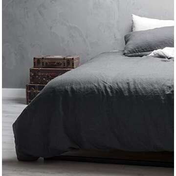 Wooflinen 100% Stone Washed French Linen 6 Piece Bed Duvet Set + Sheet Set - Luxurious Sheets (King)