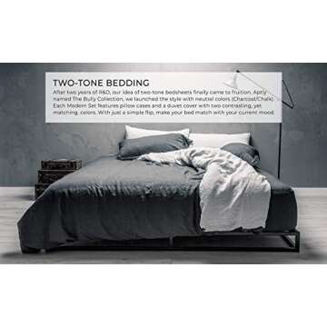 Wooflinen 100% Stone Washed French Linen 6 Piece Bed Duvet Set + Sheet Set - Luxurious Sheets (King)