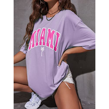 Trendy Oversized Letter Print Shirt for Women