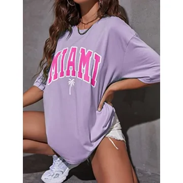 Trendy Oversized Letter Print Shirt for Women
