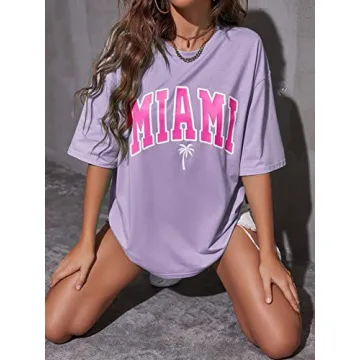 Trendy Oversized Letter Print Shirt for Women