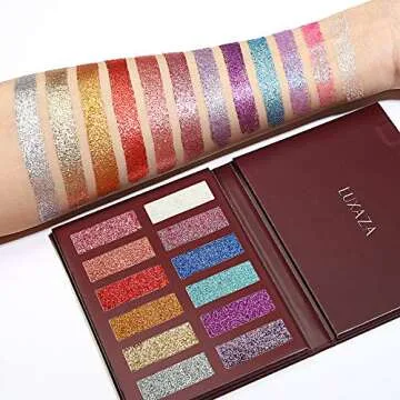 LUXAZA Holographic Glitter Eyeshadow Palette Metallic Festival Style,Ultra Pigmented Shimmer Sparkling Eyeshadow Makeup pallet,Long Lasting Waterproof Eye Shadows Cosmetics Gift Kit