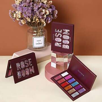 LUXAZA Holographic Glitter Eyeshadow Palette Metallic Festival Style,Ultra Pigmented Shimmer Sparkling Eyeshadow Makeup pallet,Long Lasting Waterproof Eye Shadows Cosmetics Gift Kit