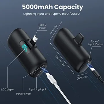 2-Pack Mini Portable Charger 5000mAh USB-C Power Bank