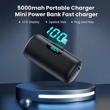 2-Pack Mini Portable Charger 5000mAh USB-C Power Bank