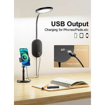 deeloop LED Wall Mounted Reading Light for Bed, Book Light for Wall Bedside Lamp with USB Output, 4 ...
