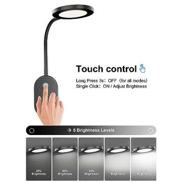 deeloop LED Wall Mounted Reading Light for Bed, Book Light for Wall Bedside Lamp with USB Output, 4 Hour Auto-Off Timer Lights，Eye-Caring Reading Lamp with 5 Dimmable 360° Gooseneck Headboard Light