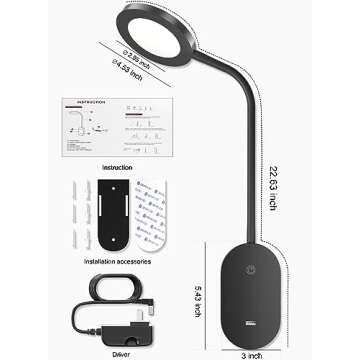 deeloop LED Wall Mounted Reading Light for Bed, Book Light for Wall Bedside Lamp with USB Output, 4 Hour Auto-Off Timer Lights，Eye-Caring Reading Lamp with 5 Dimmable 360° Gooseneck Headboard Light