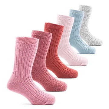 HowJoJo Big Girls Wool Socks Kids Crew Seamless Winter Warm Thermal Socks 6 Pack 10-13 Years