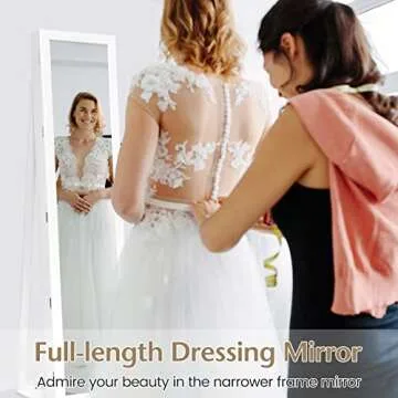 COSTWAY Standing Jewelry Cabinet, Large Capacity Jewelry Organizer w/Full-Length Mirror & Rear Storage Shelves, Lockable Mirror Jewelry Armoire with Keys for Girls Women (White)