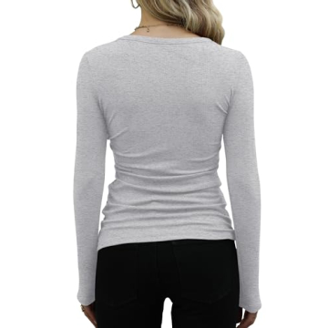 Shop Women's Ribbed Long Sleeve Crewneck Casual Shirts