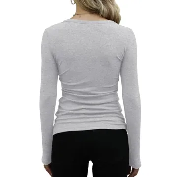 Shop Women's Ribbed Long Sleeve Crewneck Casual Shirts