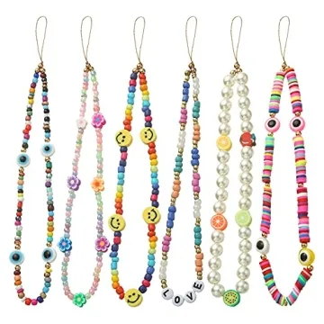 Taouzi Colorful Beaded Phone Lanyard Set - 6PCS Unique Styles for Women