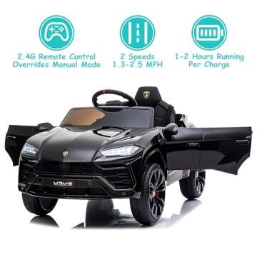 BTMWAY Electric Car for Kids 12V Licensed Lamborghini Ride On Car with Remote Control,Max Speed 2.5M...