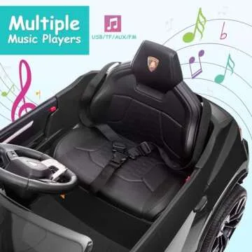 BTMWAY Electric Car for Kids 12V Licensed Lamborghini Ride On Car with Remote Control,Max Speed 2.5Mph,LED Lights,Music Players,Opening Doors,Spring Suspension,Toddler Cars to Drive (Black)