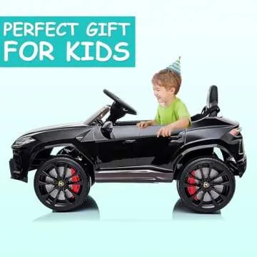 BTMWAY Electric Car for Kids 12V Licensed Lamborghini Ride On Car with Remote Control,Max Speed 2.5Mph,LED Lights,Music Players,Opening Doors,Spring Suspension,Toddler Cars to Drive (Black)