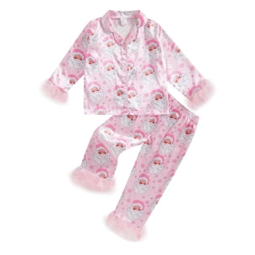 Ayalinggo Toddler Girls Pink Cotton Ruffle PJs Set (2 Piece, 18 Months - 6 Years)
