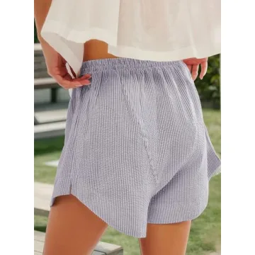 Stylish YUENIU Women's Striped Elastic Shorts for Summer