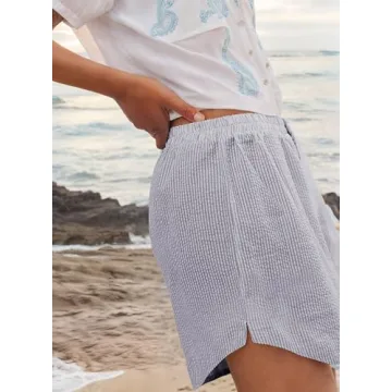 Stylish YUENIU Women's Striped Elastic Shorts for Summer