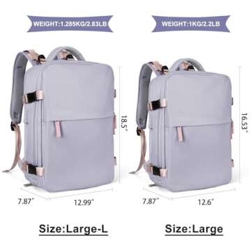 coowoz Large Travel Backpack For Women,Carry On Backpack Flight Approved,Hiking Backpack Waterproof Outdoor Sports Rucksack Casual Daypack