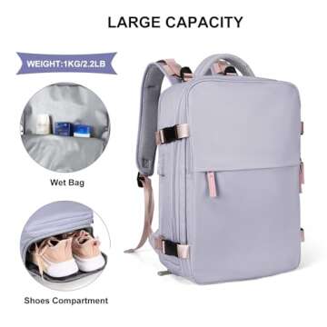 coowoz Large Travel Backpack For Women,Carry On Backpack Flight Approved,Hiking Backpack Waterproof Outdoor Sports Rucksack Casual Daypack
