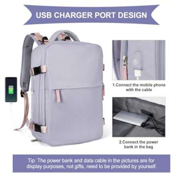 coowoz Large Travel Backpack For Women,Carry On Backpack Flight Approved,Hiking Backpack Waterproof Outdoor Sports Rucksack Casual Daypack