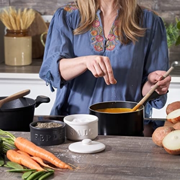 enkiware Stackable Salt & Pepper Bowls - Rustic Decor