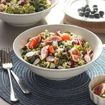 LIFVER 48 oz Versatile White Ceramic Bowls Set of 4