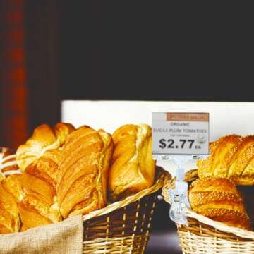 TINSKY 50PCS Clear Sign Clips Holders, Merchandise Sign Clip Rotatable Price Display Rack Acrylic Si...