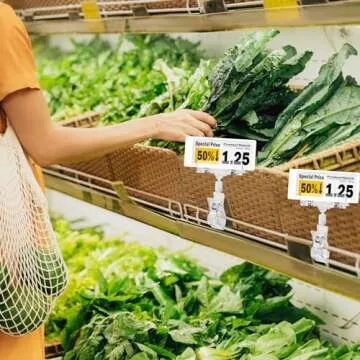 TINSKY 50PCS Clear Sign Clips Holders, Merchandise Sign Clip Rotatable Price Display Rack Acrylic Sign Holder Clip Double Sided Sale Signs Holders for Retail Rack, Baskets or Cards