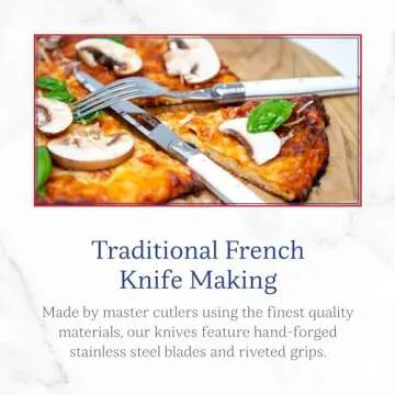 Jean Dubost Laguiole 24-Piece Everyday Flatware Set, Ivory Handles - Rust-Resistant Stainless Steel - Includes Wooden Tray - Made in France