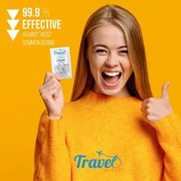 Travel Hand Sanitizing Wipes - Individually Packed for On-the-Go Care